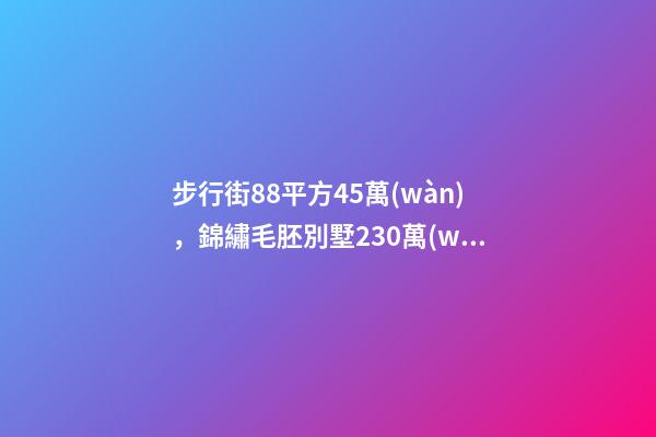 步行街88平方45萬(wàn)，錦繡毛胚別墅230萬(wàn)，城南自建房273平帶院165萬(wàn)